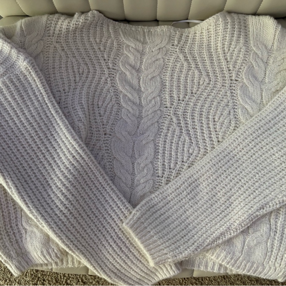 Stradivarius Cream Cable Knit Sweater